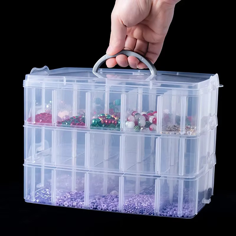 SMI Fine Stapelbare Organizer-Box mit Trennwänden aus Kunststoff, transparent, B: 25,0 cm, H: 18,0 cm - Bild 2