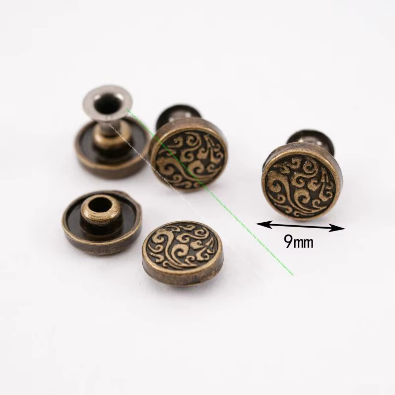 Create YueHong Nieten Blume, Messing/Silber, 9 mm, Lederhandwerk Hardware - Bild 2