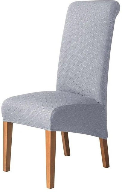 XL Rhombus-Jacquard-Stretch-Stuhlbezug für Esszimmer und Küche, grau, schmutzabweisend und kratzfest, 1 Stück - Bild 1