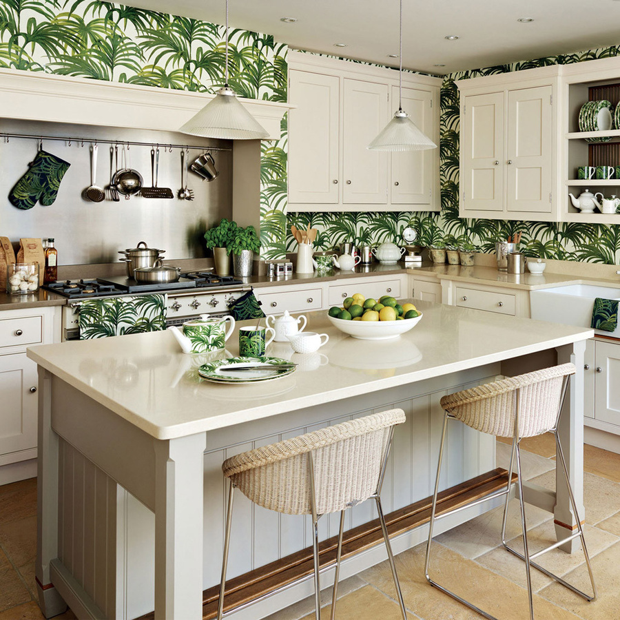 House of Hackney Tapete Palmeral in Off-White und Green, Breite: 300 cm, Höhe: 45 cm - Bild 1