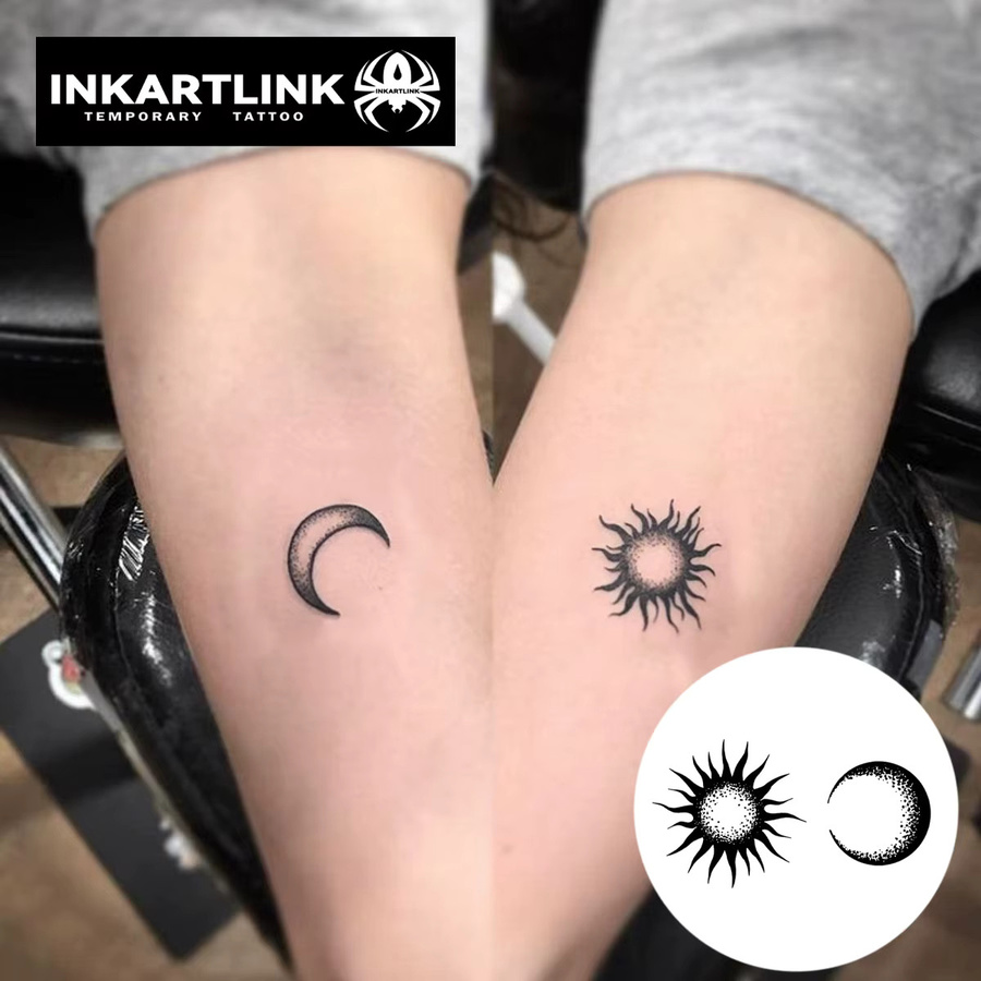 3 Stück temporäre Sonnen- und Mond-Tattoos, wasserfest, semi-permanent - Bild 2