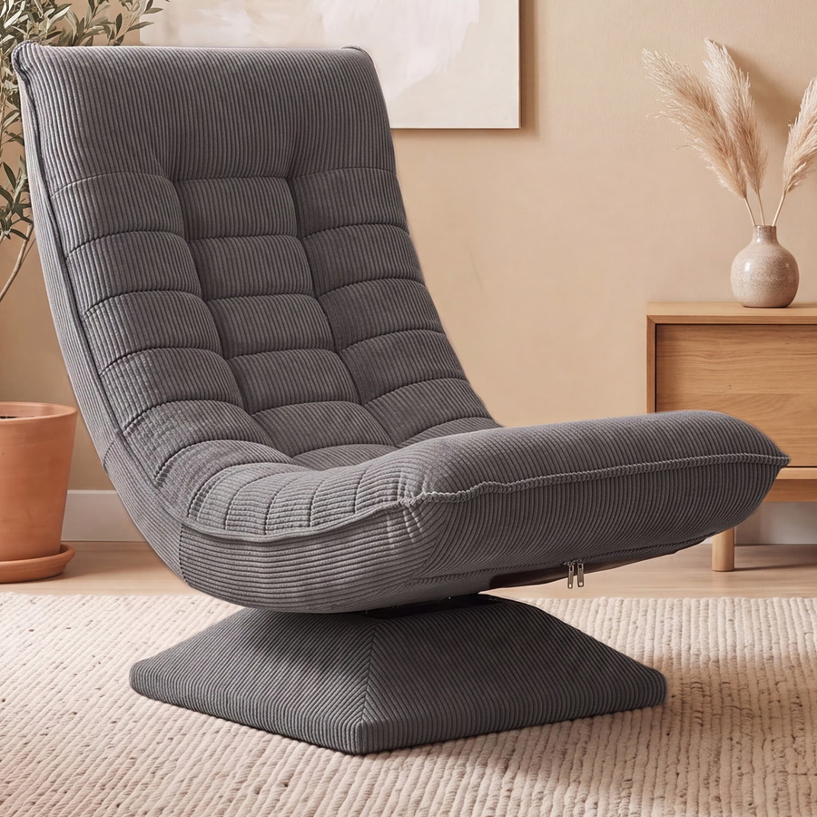 CASARIA Sessel Aberdeen in Grau, 5-fach verstellbarer Relax-Sessel aus Cord mit 360 Grad Drehsitz und Metallrahmen - Bild 2