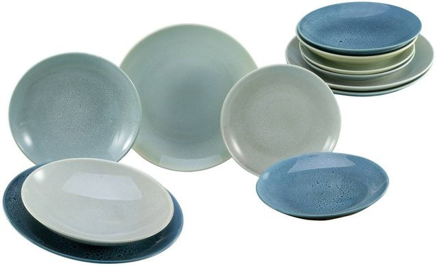 CreaTable Tafelservice Reactive AQUA aus Keramik in Blau, 12-teilig - Bild 1