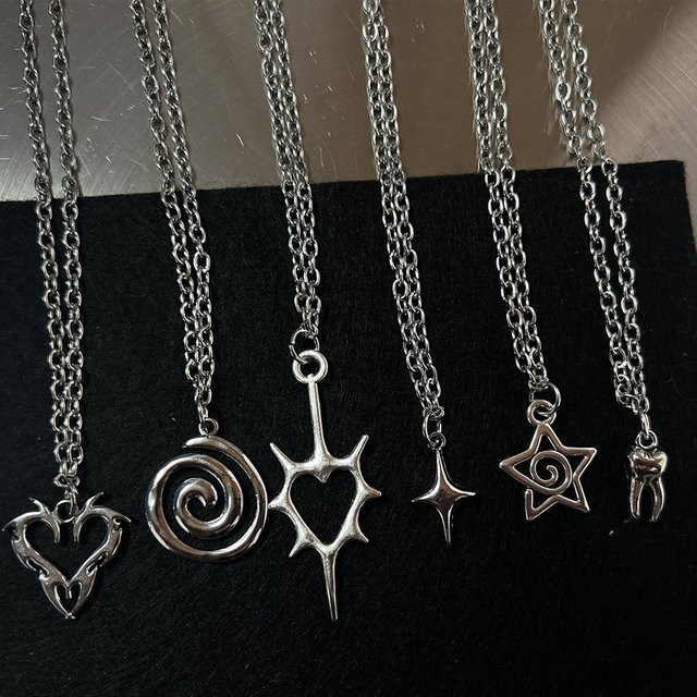 imixlot Halskette, Herz Zähne Anhänger, Silber, Unisex - Bild 1
