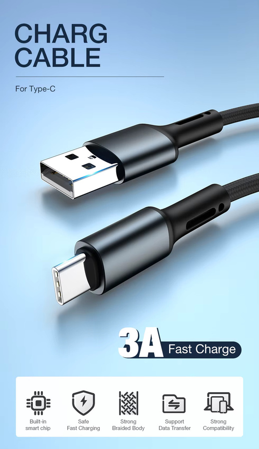 Samsung USB Typ A zu USB C Ladekabel und Datenkabel in Silber für Galaxy S8 S9 S10 S20 A50 A51 zur Schnellladung - Bild 2