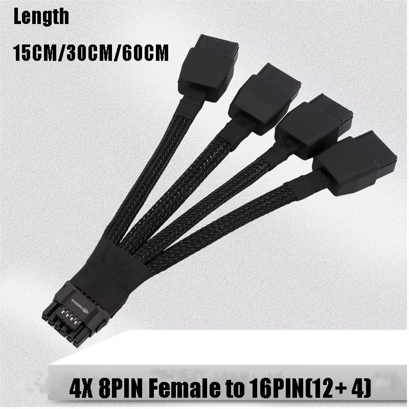 T.F.SKYWINDINTL Grafikkarte Stromadapter Kabel von 8-Pin auf 16-Pin für RTX 4090, Schwarz - Bild 2