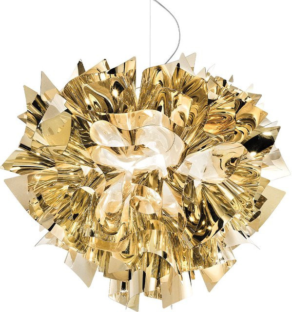 Slamp Veli Suspension Large Pendelleuchte in Gold und Transparent mit höhenverstellbarer Aufhängung und E27-Fassung - Bild 1