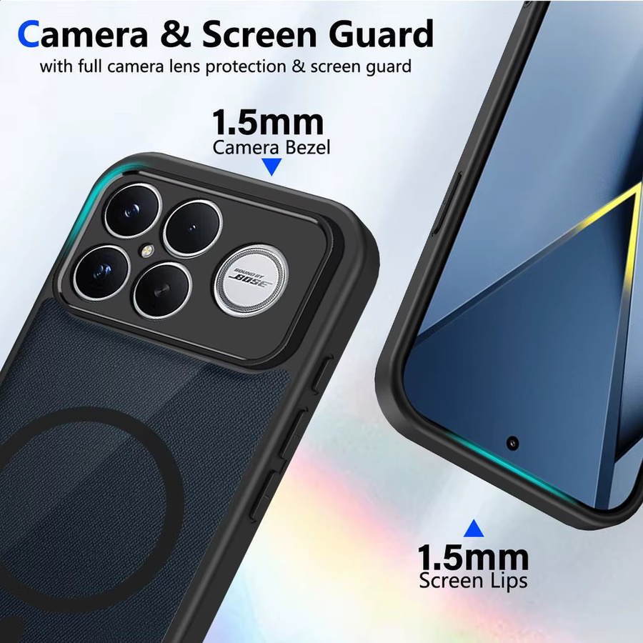 Ultradünne und hautfreundliche transparente Schutzhülle mit mattiertem Finish für Xiaomi POCO X8 Pro Max X7 F8 Ultra F7 M8 M7 Pro, magnetische stoßfeste Handyhülle in Schwarz - Bild 2
