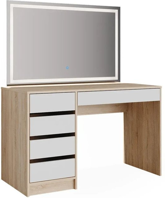 Vicco Schminktisch Sherry in Weiß und Sonoma mit LED-Spiegel und Kommode, B/T/H: 120 x 45,78 x 75 cm - Bild 2