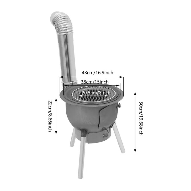 Bymaocar Holzofen aus Stahl in Silbergrau, hitzebeständig bis 800 °C und belastbar bis 100 kg - Bild 2