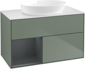 V&B Waschtischunterschrank Finion 100 in Weiß lackiert mit Regal Breite: 100 cm, Tiefe: 50,1 cm, Höhe: 50,1 cm - Bild 1