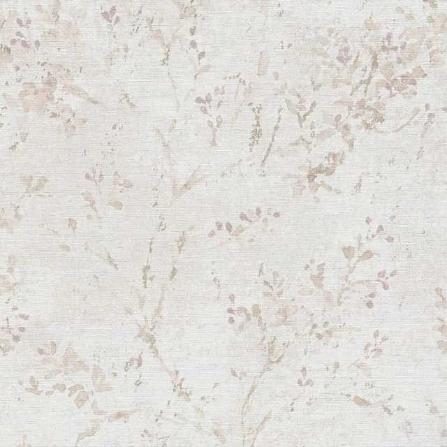 PROFHOME Landhaus Tapete Floral in Grau, Beige und Lila, Matt, Non-Woven, Breite: 0,53 m, Länge: 10,05 m - Bild 1