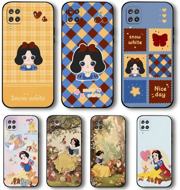 S-Snow White Princess Soft Cover Handyhülle für Samsung Galaxy S21 S22 S23 S24 S25 S26 Ultra FE Plus 5G A52S in Weiß und Multicolour - Bild 1