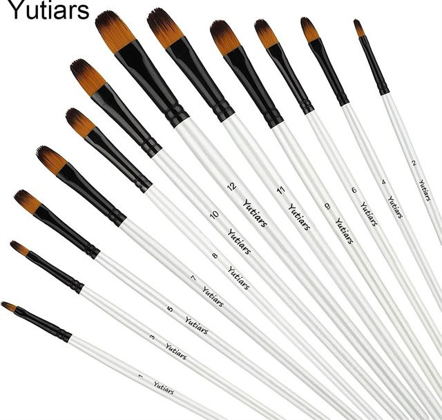 12er Set Fältester Künstlerpinsel aus synthetischem Nylon für Acryl, Öl, Aquarell und Gouache - Bild 1