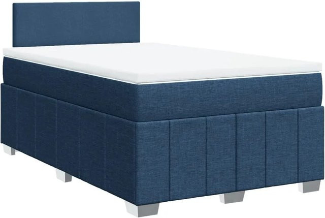 vidaXL Boxspringbett mit Matratze in Blau, Hybridbett mit Taschenfederkern und USB-Ladeport sowie Unterbettbeleuchtung, B/T: 120 x 190 cm - Bild 1