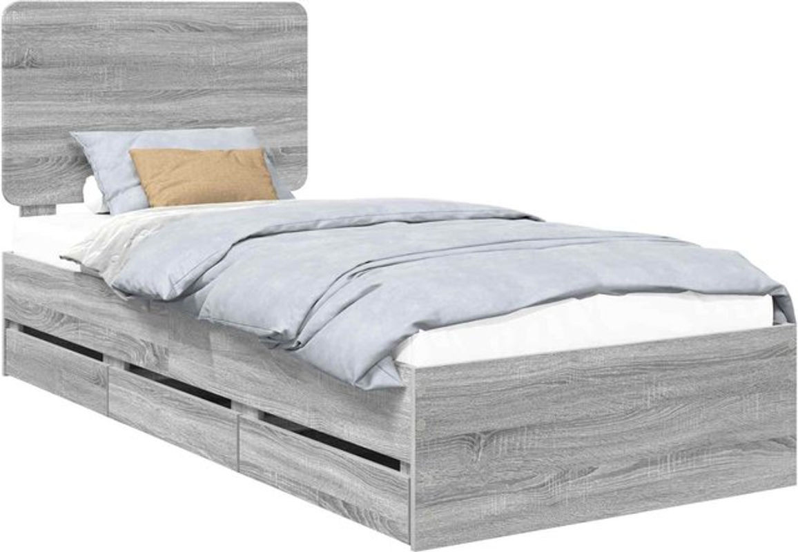 Modernes Funktionsbett vidaXL aus Holzwerkstoff in Grau, B/T/H: 100 x 200 x 30 cm - Bild 1