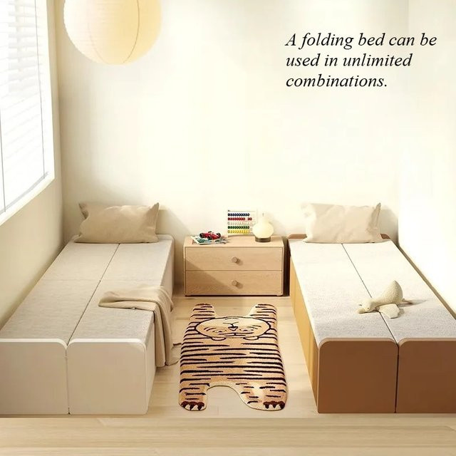 OVOZI Klappbares Einzelbett mit Kokosnuss-Palmen-Schwamm in Beige - Bild 1