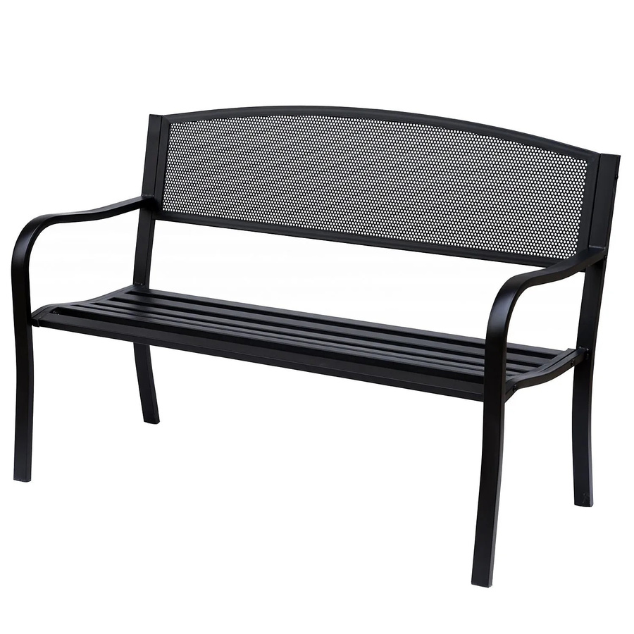 Furnicato Gartenbank 2-Sitzer aus Stahl in Schwarz, moderne Parkbank für den Garten, B: 127 cm, T: 60 cm, H: 87 cm - Bild 2