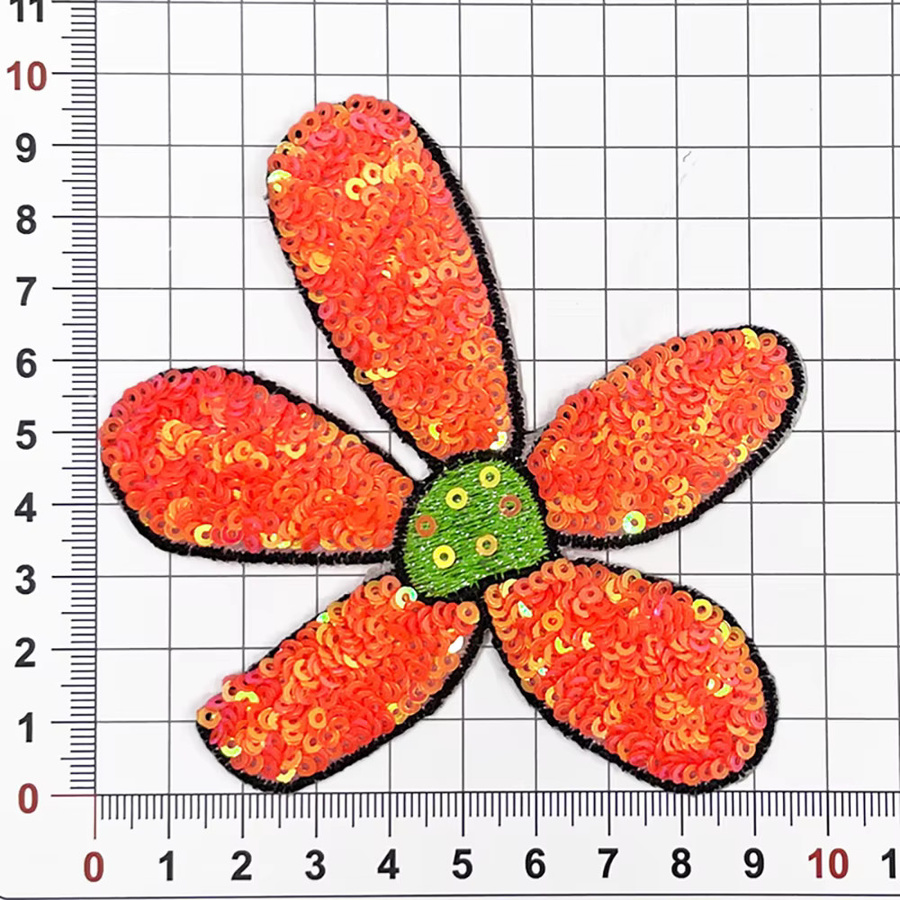 Buntes Pailletten-Blumen-Patch zum Aufbügeln, glänzend, B/H: 8 x 9 cm - Bild 3
