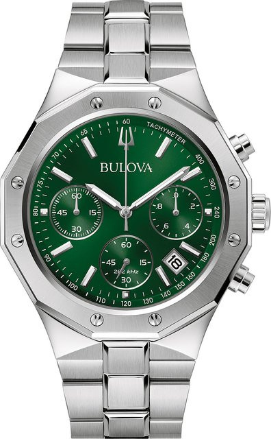 Bulova Chronograph Herrenuhr, Quarz, Edelstahl, Grün, 44 mm, 10 ATM - Bild 1