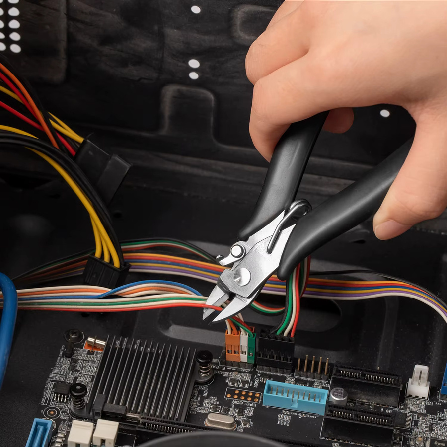 Mikroschneider aus Kohlenstoffstahl 4,6 Zoll bündige Diagonalschneidezange mit Sperre für Elektronik und Juwelierarbeiten - Bild 2