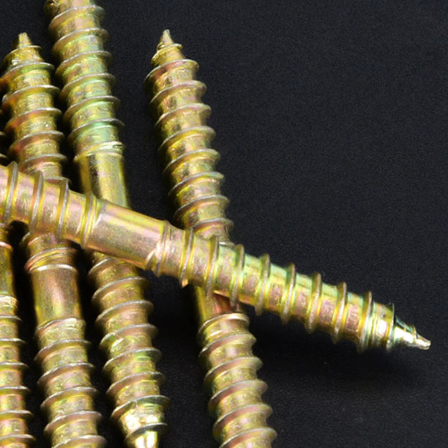 TOPINCN Doppelend-Möbelschraube aus Holz, verzinkt, Farbe: Gold, Durchmesser: 6 mm, Länge: 60 mm - Bild 3