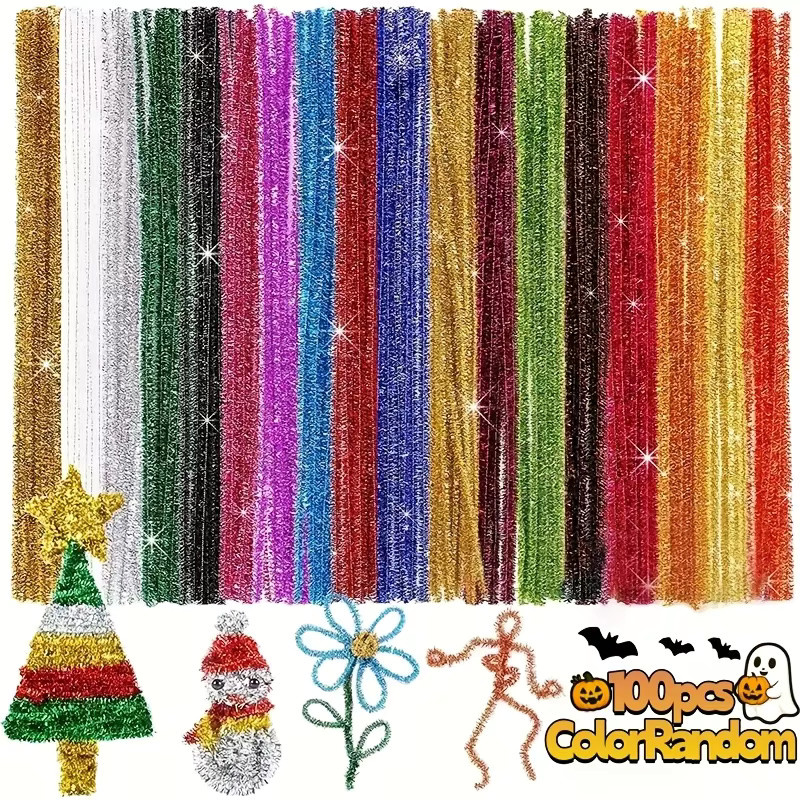 100 Stück funkelnde Plüsch-Stiel-Rohrreiniger von DUTRIEUX in Multicolour, 30 cm weicher Draht zum Basteln für DIY-Projekte und Dekorationen - Bild 4