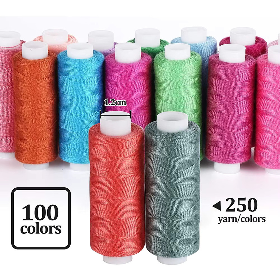 JAY HOME Nähgarn-Set mit 100 Farben in Mehrfarbig, Polyesterfäden für Stickerei, Nähen und Stricken, 250 Yards pro Spule - Bild 2