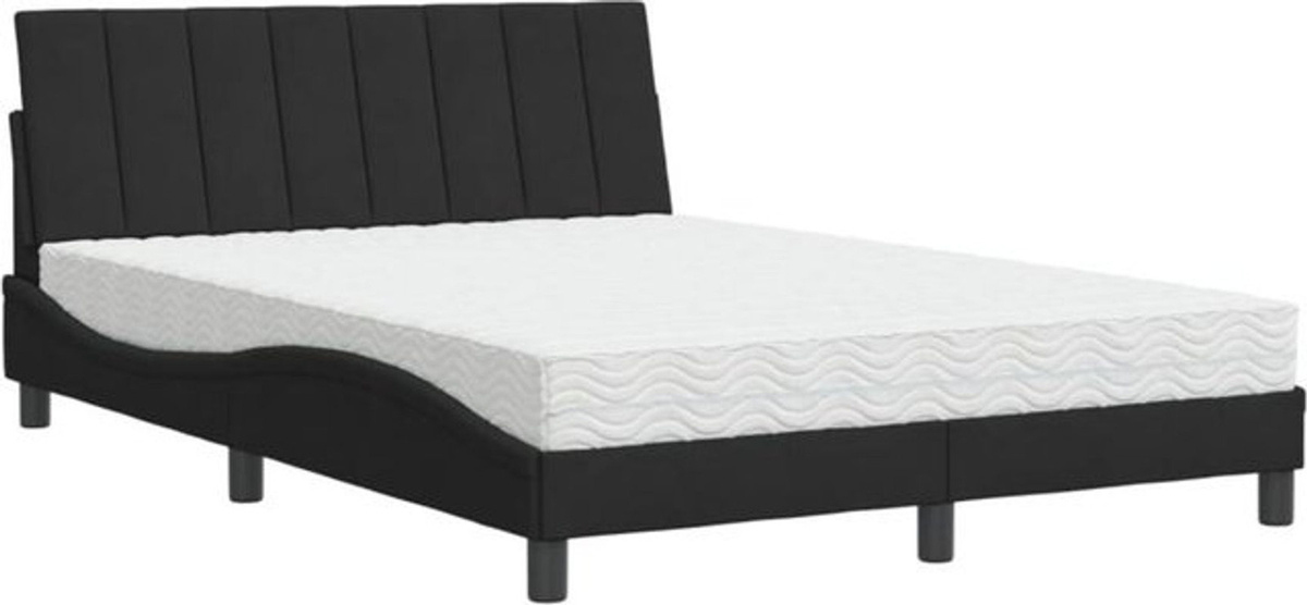 Polsterbett Hanko von Vidaxl mit Matratze in Schwarz aus Samt und Metall, B/T: 140 x 200 cm - Bild 1