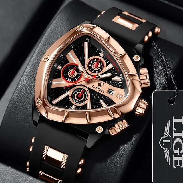 LIGE Armbanduhr Quarz, Edelstahl, Schwarz, Bicolor, Herren - Bild 1