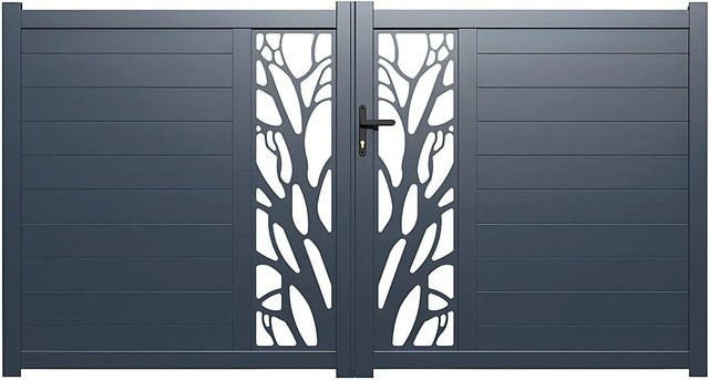 Vente-unique Flügeltor Labrit II aus Aluminium in Anthrazitgrau, Breite: 301 cm - Bild 1