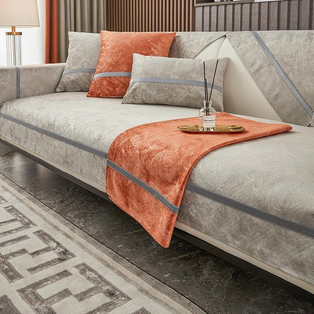 Super Six Sofabezug aus Chenille in Grau mit Anti-Rutsch-Funktion, Breite: 70 cm, Breite: 70 cm - Bild 1