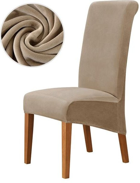 Yiran Furniture Esszimmerstuhlbezüge aus Samtstoff in XL-Größe mit langer Rückenlehne, elastische Stretch-Stuhlhussen für Küchenstühle, 4er-Set - Bild 1