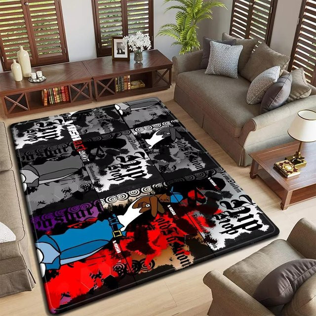 Karpetti Rock Band Logo Design Fußmatte, rutschfester und waschbarer Teppich für Wohnzimmer oder Schlafzimmer, B/B: 80 x 120 cm, Mehrfarbig - Bild 1