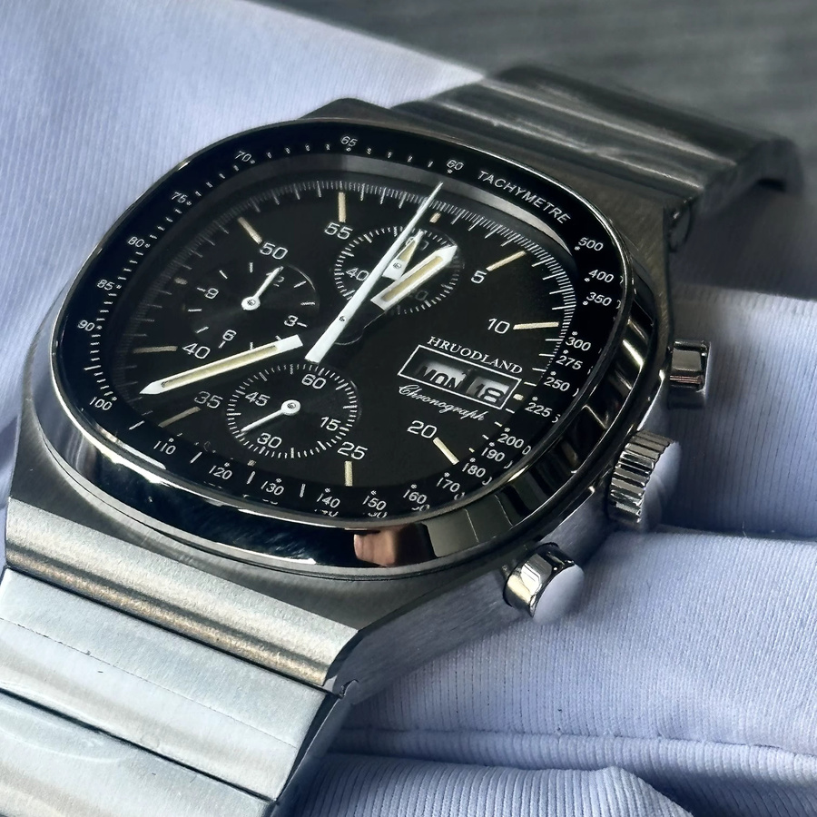 Hruodland Armbanduhr Quarz, Edelstahl, Saphirglas, Schwarz, Herren - Bild 3
