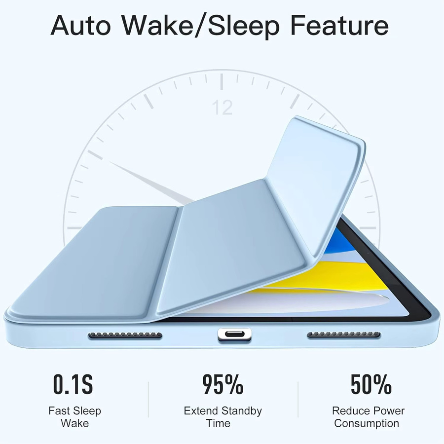 Samsung Schutzhülle für Tab A9 8,7 Zoll 2023 SM-X110/X115 aus PU-Leder mit magnetischer Flip-Stand-Funktion und Auto Wake/Sleep in Grau, Weiß oder Blau - Bild 1