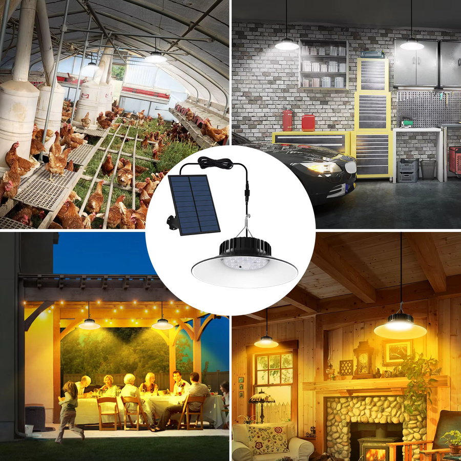 T-SUNRISE Solar Pendelleuchte Outdoor mit Bewegungssensor, IP65 wasserdicht, 3 Farbmodi, Weiß/Schwarz - Bild 6
