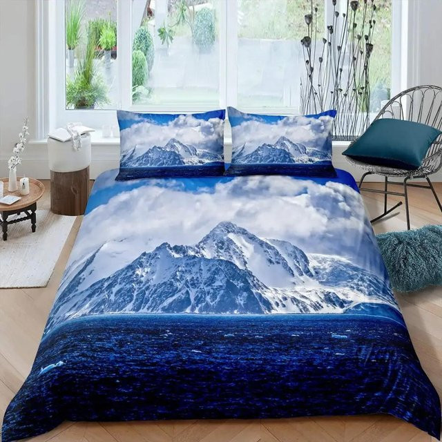 Lodestar Bettwäscheset Schneeberg Meereswellen Natur Motiv in Blau, Mikrofaser, B/B: 200 x 200 cm - Bild 1