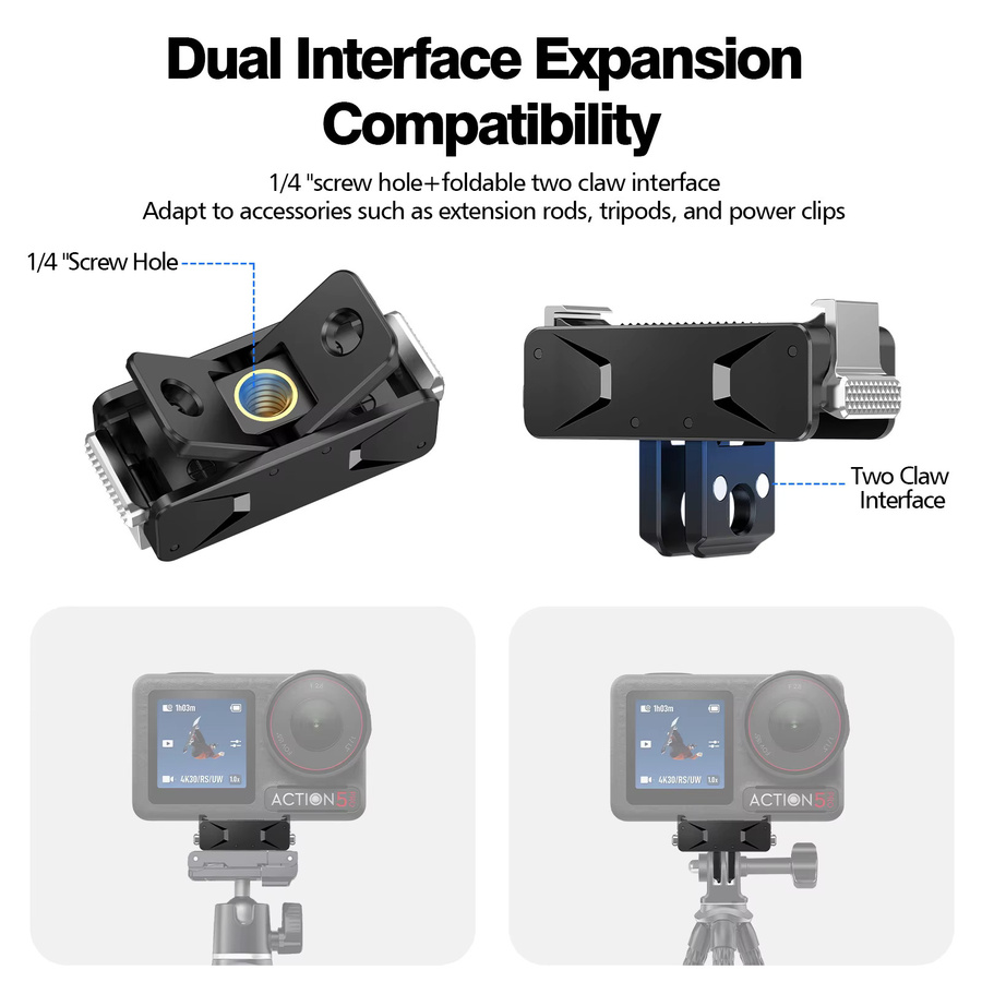 DJI Schnellverschluss-Magnetadapterhalterung in Schwarz für OSMO Action 3 4 5 Pro und OSMO 360 mit 1/4 Zoll Schraube - Bild 4