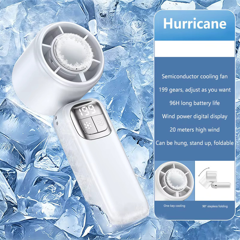 Lenovo Mini-Handventilator mit Digitalanzeige, faltbarer USB-Hochgeschwindigkeits-Turbo-Ventilator, Weiß - Bild 6