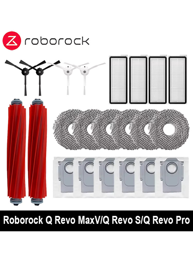 Roborock Zubehör-Set für Q Revo MaxV, Q Revo S und Q Revo Pro mit Staubbeuteln, Hauptbürsten, Pinseln, HEPA-Filtern und Wischtüchern in Multicolour - Bild 2