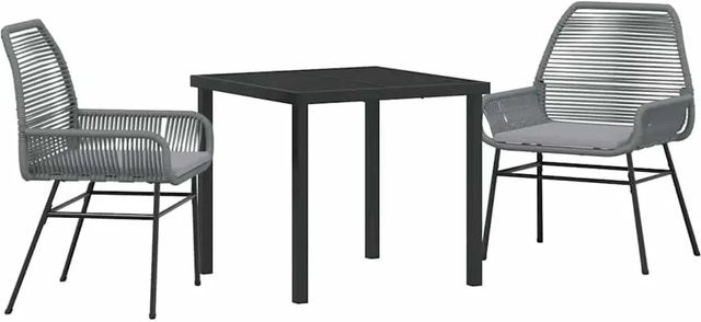 vidaXL Garten Essgruppe 3-teilig aus Poly-Rattan und Glas in Grau - Bild 1