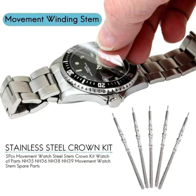 CAOWTAN Uhren-Stamm-Kronen-Kit, Edelstahl, Silber, Unisex - Bild 3