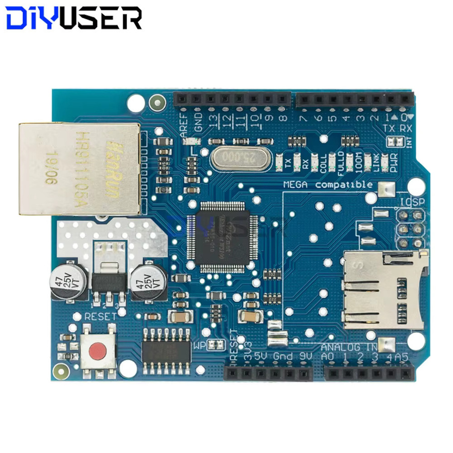 DIYUSER Ethernet Shield W5100 R3 für Arduino UNO und Mega 2560, Blau - Bild 2