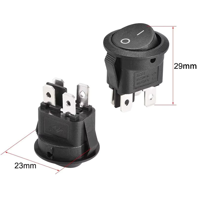 AOKIN 8er Set runde Kippschalter, 4-polig, schwarz, Ein/Aus, 6 A 250 V / 10 A 125 V AC - Bild 2