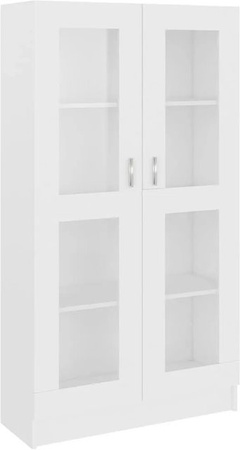 vidaXL Vitrinenschrank Weiß mit Glastüren aus Holzwerkstoff und Glas, B/T/H: 82,5 x 30,5 x 150 cm