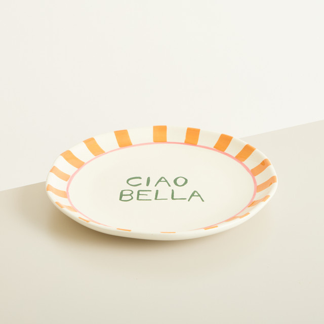 Steingut Essteller Ciao Bella von BLUME2000 in Orange, Blau und Multicolour mit Streifenmuster - Bild 1