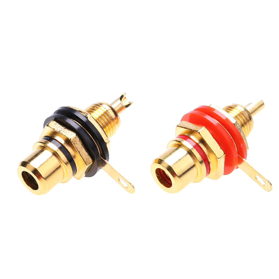 ALLOET RCA-Buchsenanschlüsse 2er-Set vergoldete Audio-Anschlussklemmen aus Zinklegierung in Gold - Bild 1