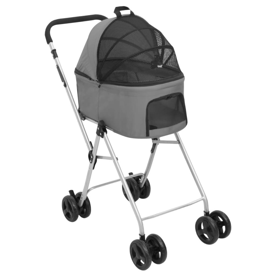 vidaXL Hundewagen für 2 Hunde, faltbar, Grau, Oxford-Gewebe, B/T/H: 83 x 48 x 97 cm - Bild 3