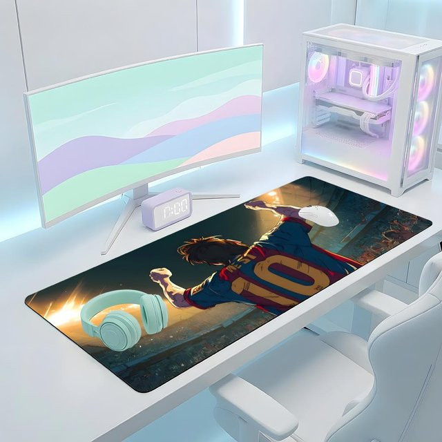 M-mESSI Hot Star Gaming-Mauspad mit LockEdge, große und verdickte Tischunterlage für Computer und Tastatur, Schwarz/Mehrfarbig - Bild 1